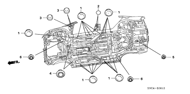 2009 Honda Civic Grommet (Lower) Diagram