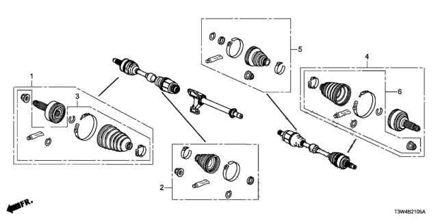 2014 Honda Accord Hybrid Joint Set, Outboard Diagram for 44014-T3V-A00