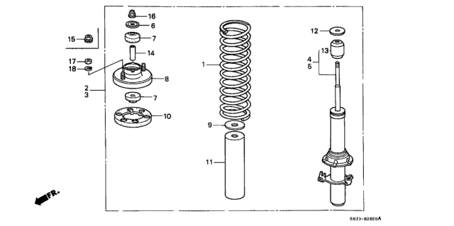 1989 Honda Civic Rubber, Front Mounting Spring Diagram for 51686-SH3-000