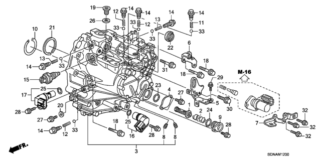2007 Honda Accord MT Transmission Case (V6) Diagram