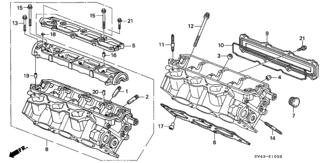 1997 Honda Accord Cylinder Head Assembly, Rear Diagram for 12300-P0G-800
