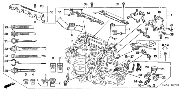 2008 Honda Civic Holder D, Engine Harness Diagram for 32131-RNA-A00