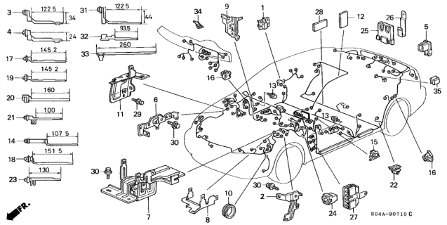 1999 Honda Civic Bracket, Connector Diagram for 57174-S04-A50