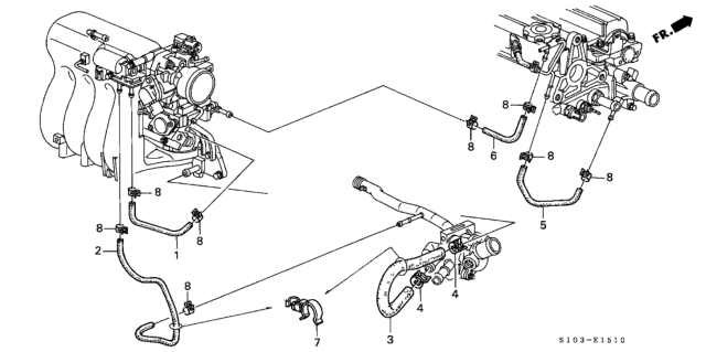 1998 Honda CR-V Hose, Electronic Air Control Valve In. Diagram for 19506-P3F-A00