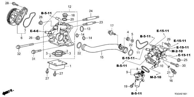 2021 Honda Civic O-Ring, Water Passage Diagram for 19411-RPY-G01
