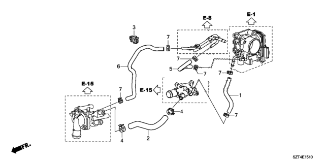 2011 Honda CR-Z Hose B, Breather Heater Diagram for 19528-RTW-000