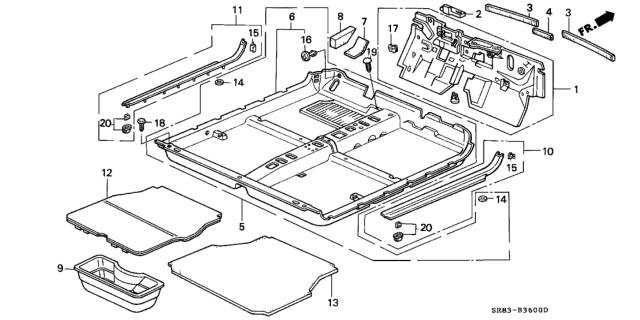 1995 Honda Civic Floor Mat Diagram
