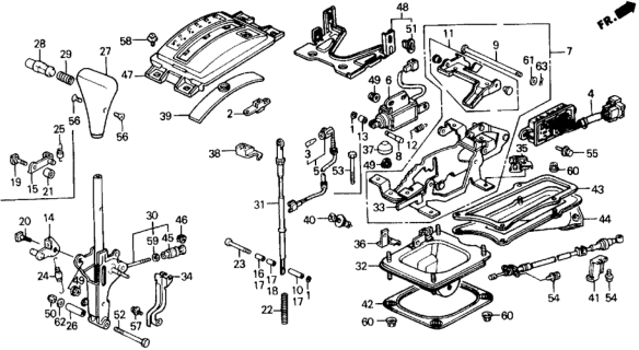 1991 Honda Civic Bracket, FR. Console Diagram for 83454-SH5-960