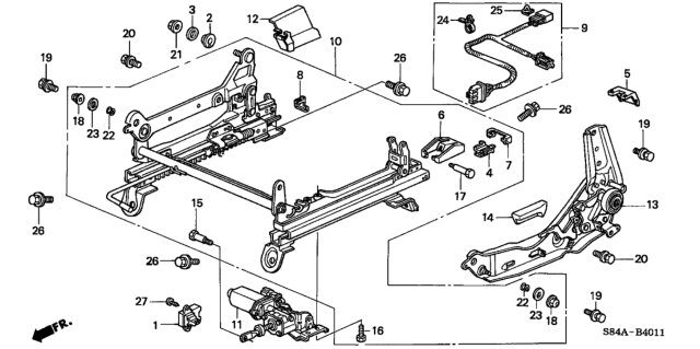 2002 Honda Accord Knob, L. Reclining *B95L* (LAPIS) Diagram for 81631-S0X-A00ZH