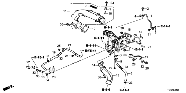 2020 Honda Civic Hose, Turbocharger Water Inlet(B) Diagram for 19523-RPY-G00
