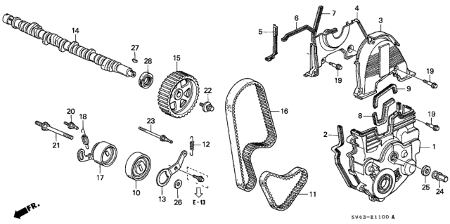 1996 Honda Accord Cover, Timing Belt (Lower) Diagram for 11810-P0A-A00