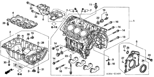 2006 Honda Accord Hybrid Cylinder Block - Oil Pan Diagram