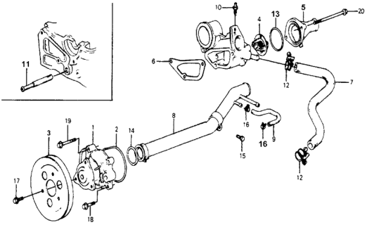 1978 Honda Accord Hose, Bypass Outlet Diagram for 19508-657-000