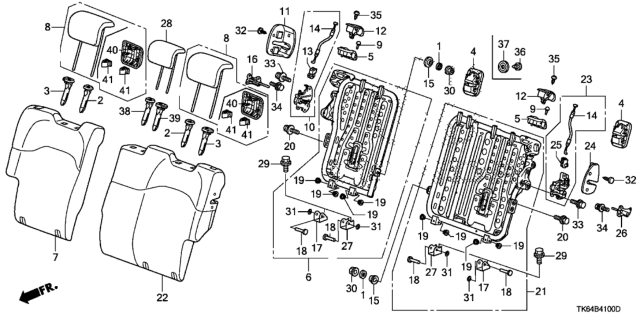 2012 Honda Fit Lock Assy., R. RR. Seat Diagram for 82220-TF0-J11
