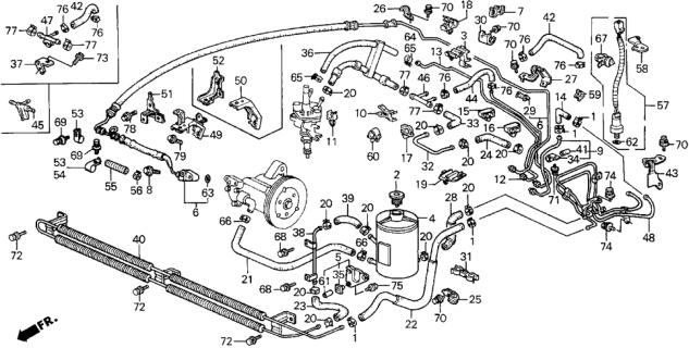 1990 Honda Prelude P.S. Hoses - Pipes Diagram