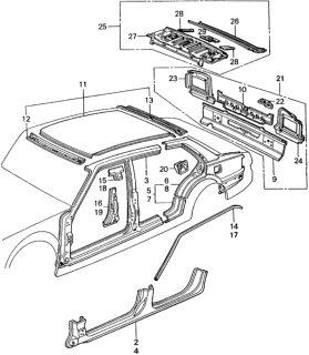 1981 Honda Civic Panel, RR. Tray Support Diagram for 80712-SA8-300ZZ