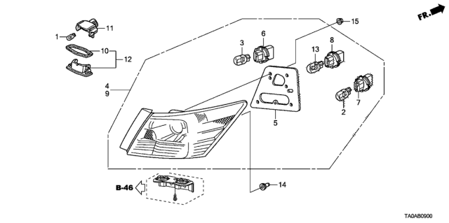 2012 Honda Accord Taillight Assy., L. Diagram for 33550-TA0-A01