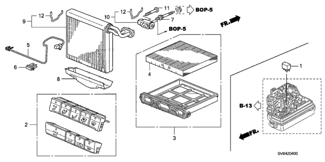 2010 Honda Civic A/C Cooling Unit Diagram