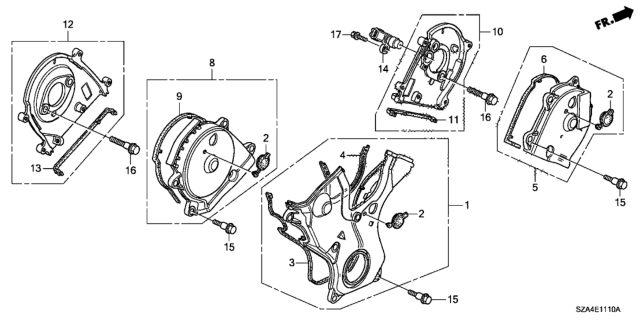 2014 Honda Pilot Plate Assembly, Front Timing Belt Back Cover Diagram for 11860-R70-A00