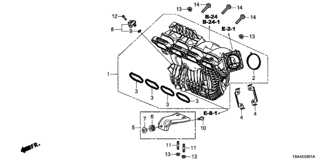 2016 Honda Civic Manifold Complete, Int Diagram for 17100-5BA-A01