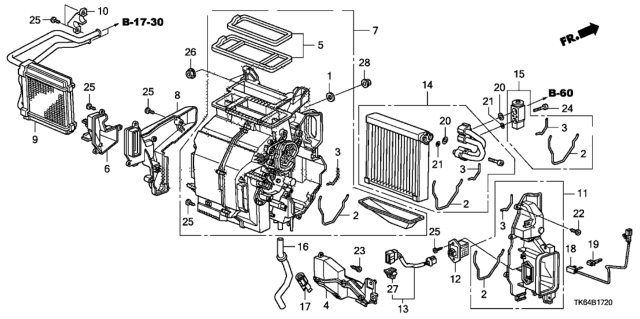 2009 Honda Fit Evaporator Diagram for 80211-TF0-G01