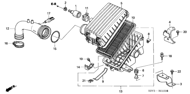 2003 Honda Insight Case Set, Air Cleaner Diagram for 17240-PHM-010