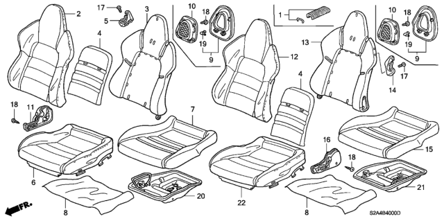 2003 Honda S2000 Cover, Right Front Seat-Back Trim (Light Tan) (Leather) Diagram for 81121-S2A-A11ZE