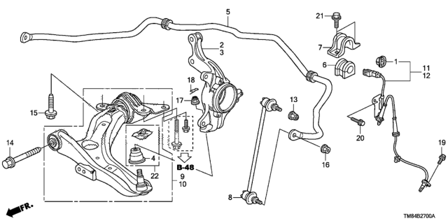 2010 Honda Insight Knuckle, Right Front Diagram for 51211-TM8-A00