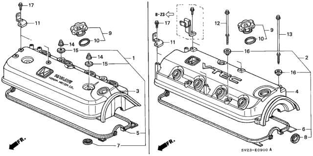 1994 Honda Accord Cover, Cylinder Head Diagram for 12310-P0A-000