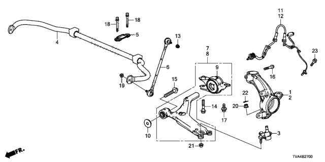 2020 Honda Accord Bracket, Front Compliance Diagram for 51395-TVA-A02