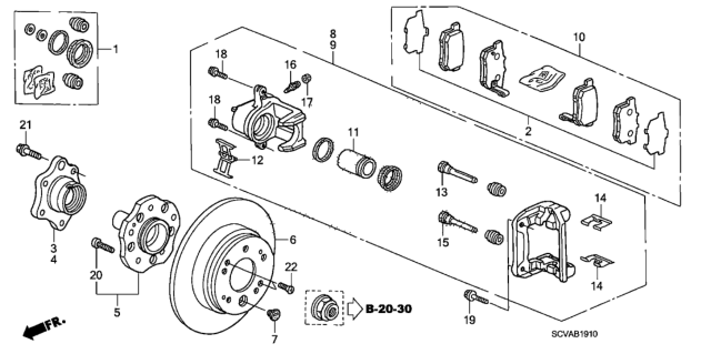 2008 Honda Element Rear Brake (Disk) Diagram