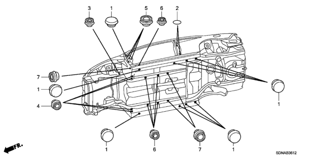 2007 Honda Accord Grommet (Lower) Diagram