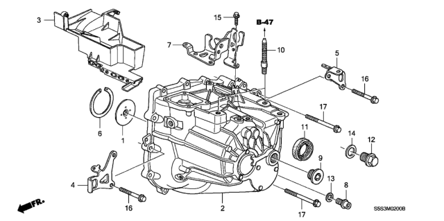 2003 Honda Civic MT Transmission Case Diagram