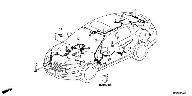 2014 Honda Crosstour Wire, Interior & Sunroof Diagram for 32155-TP6-A02