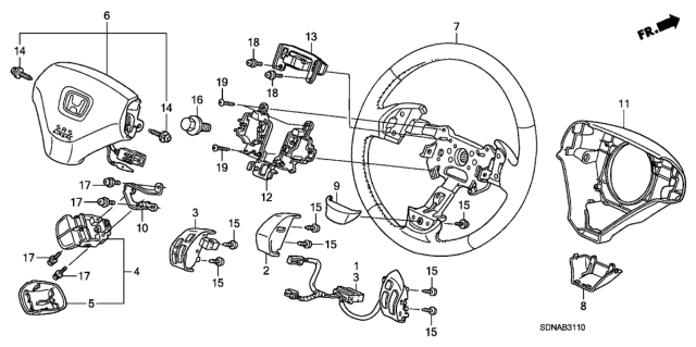 2007 Honda Accord Wheel, Steering (Graphite Black) (Leather) Diagram for 78501-SDP-C51ZA