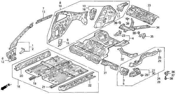 1995 Honda Prelude Extension, R. Side Sill Diagram for 65640-SS0-A00ZZ