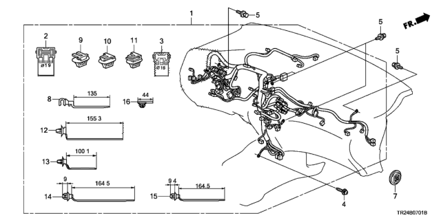 2012 Honda Civic Wire Harness, Instrument Diagram for 32117-TR2-A40