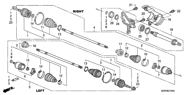 Joint Set, Outboard Diagram for 44014-SDD-A01