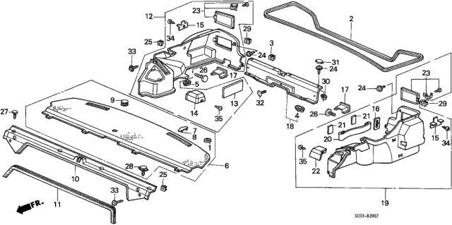 1989 Honda Accord Rear Tray Diagram