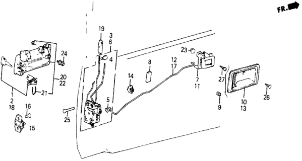 1986 Honda Civic Handle Assembly, Left Front Door (Outer) Diagram for 75620-SB6-023