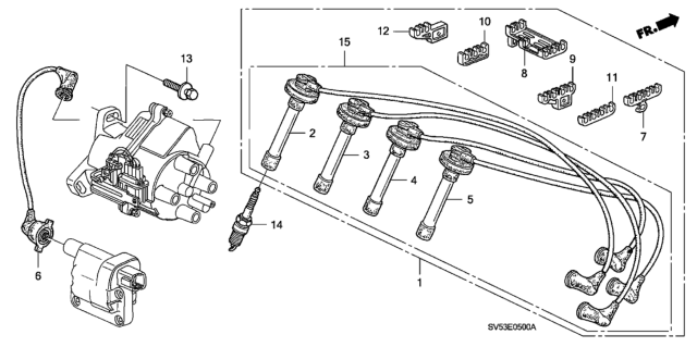 1994 Honda Accord High Tenshion Cord - Spark Plug Diagram