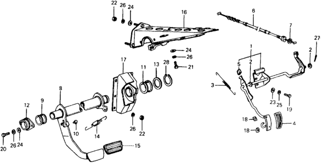 1977 Honda Civic HMT Pedal Diagram