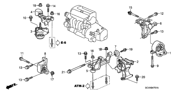 2009 Honda Element Rubber, Engine Side Mounting Diagram for 50821-SCV-A03