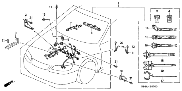 2002 Honda Accord Wire Harness, Engine Diagram for 32110-PAB-A01