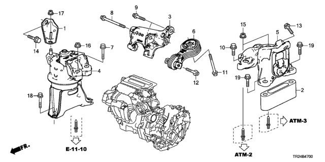 2014 Honda Civic Bracket, Torque Rod (Lower) Diagram for 50690-TR2-A91