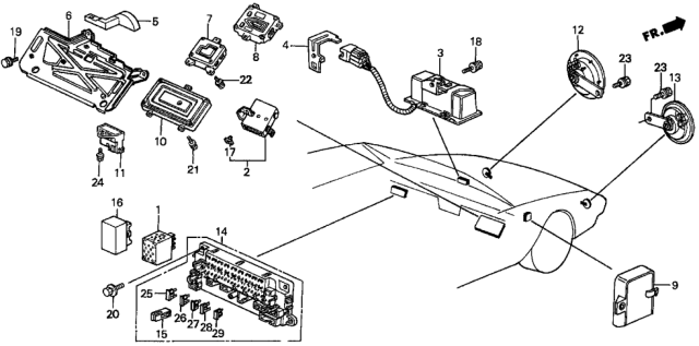 1989 Honda Prelude Control Module, Engine Diagram for 37820-PK2-A00