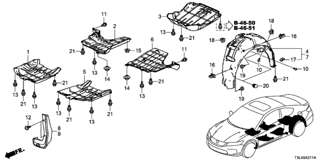 2015 Honda Accord Under Cover - Rear Inner Fender Diagram