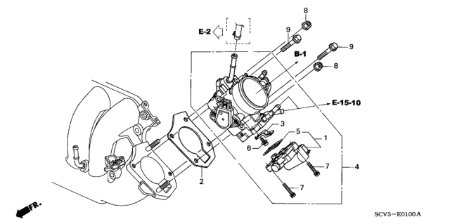2004 Honda Element Gasket, Throttle Body Diagram for 16176-RAA-A01