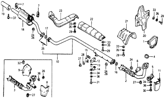 1977 Honda Accord Muffler, Exhuast Diagram for 18307-671-013