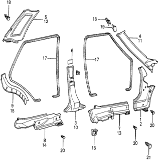 1981 Honda Accord Lining, L. Side Cowl *G11L* (BLUE GREEN) Diagram for 64825-671-020ZE